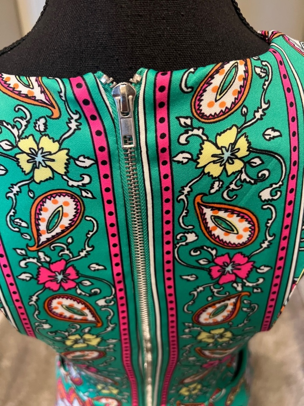 GBX Teal Multicolor Floral Sleeveless A-Line Dress with cut-outs on side - Picture 8 of 11